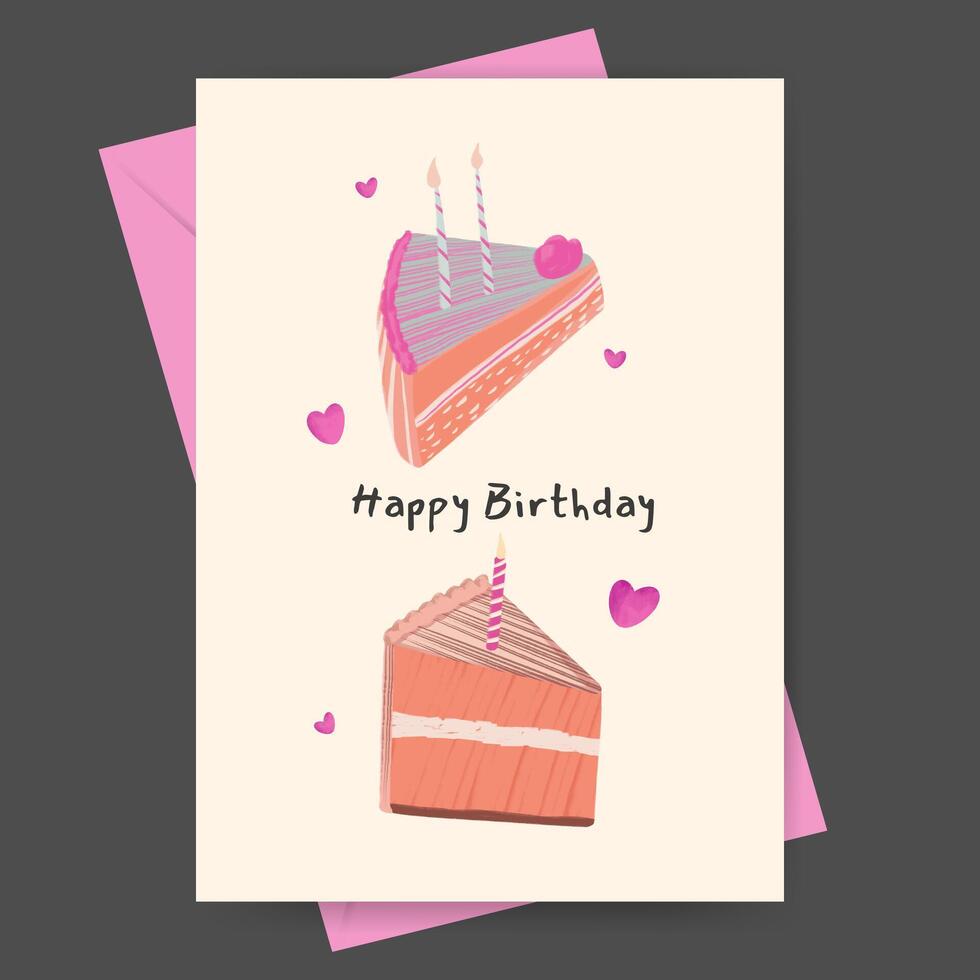 Hand drawn birthday greeting card design vector