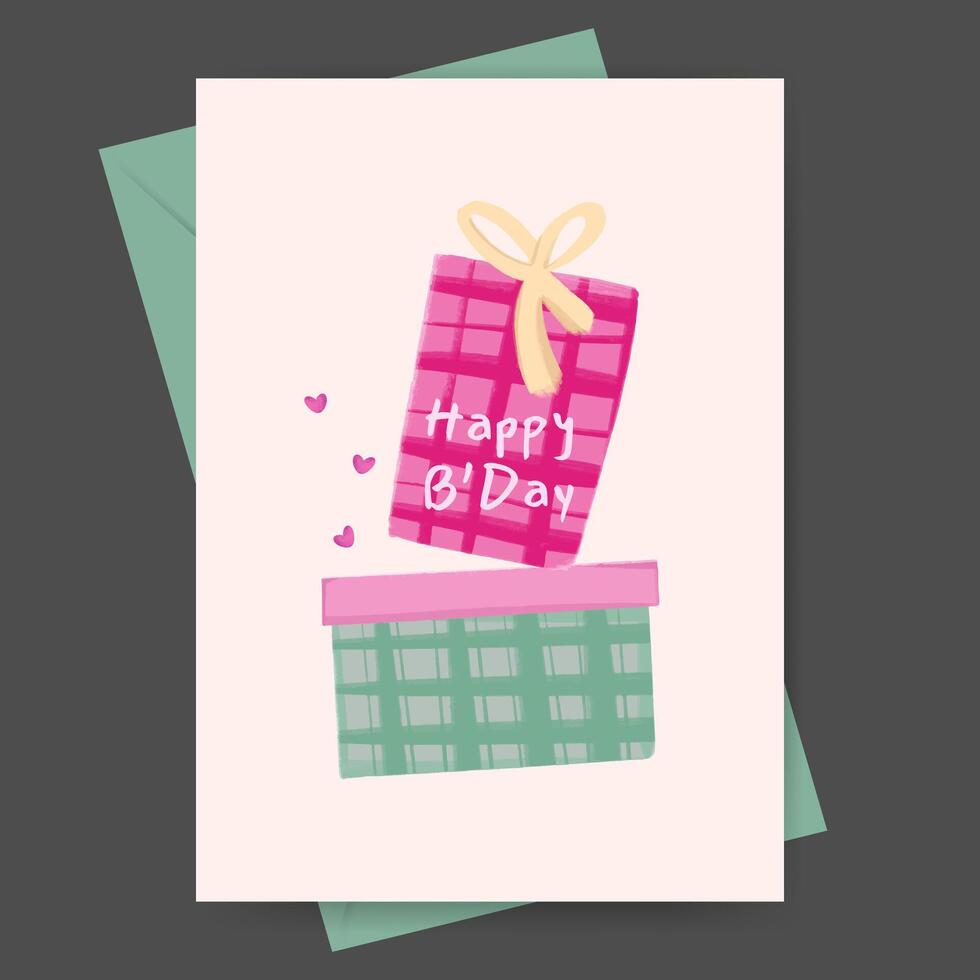 Hand drawn birthday greeting card design vector