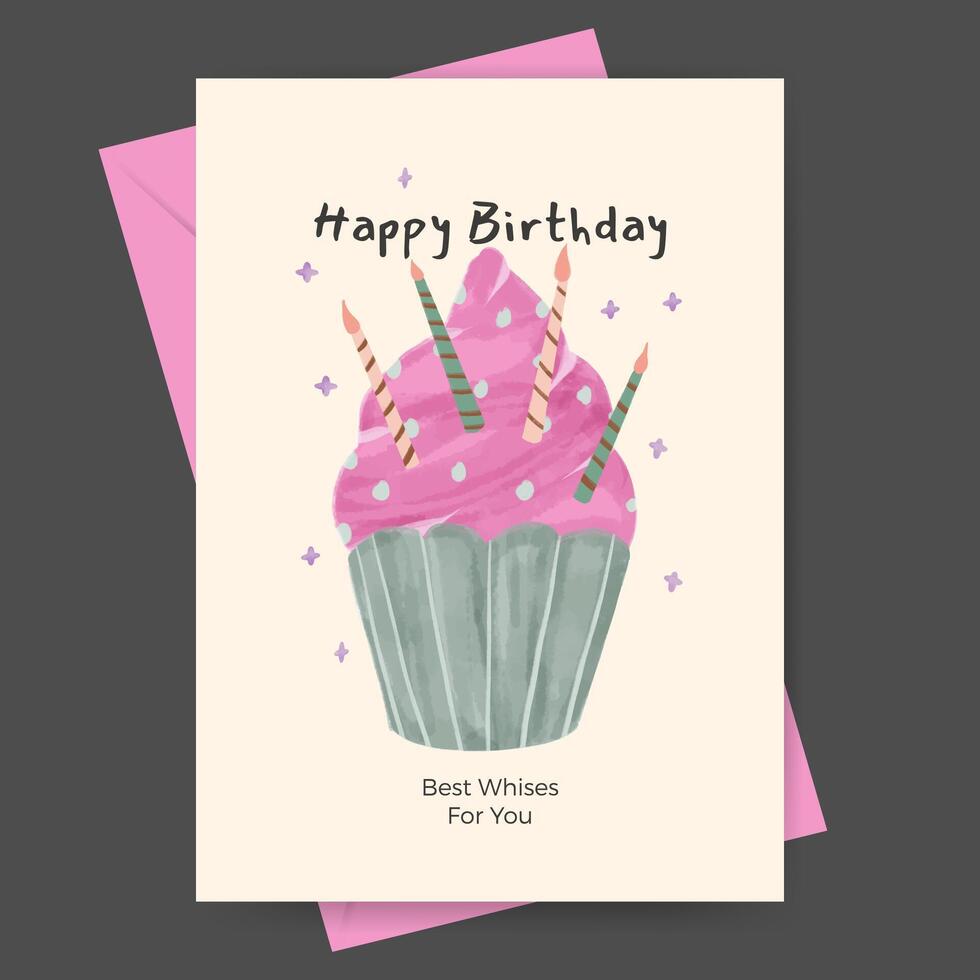 Hand drawn birthday greeting card design vector