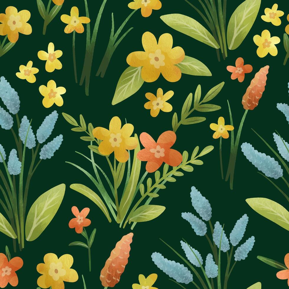 spring flowers seamless pattern. vector