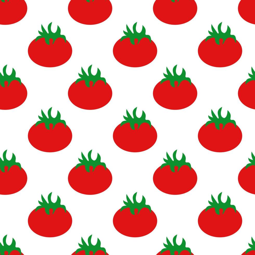 Seamless pattern with tomatoes on a white background. Summer vegetable wallpaper. flat illustration. vector