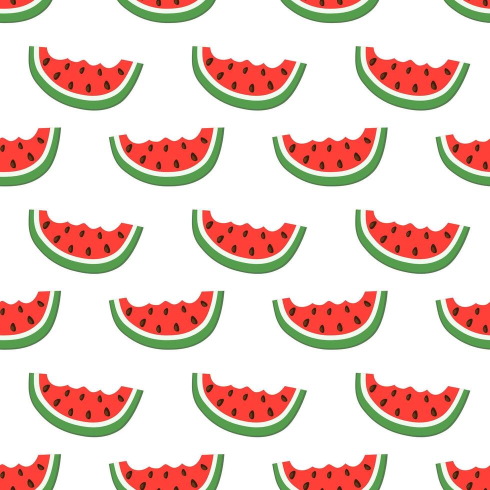 Seamless pattern with watermelon bite slice. Summer fruit print design for postcard, wrapping paper, textile, wallpaper. flat illustration. vector