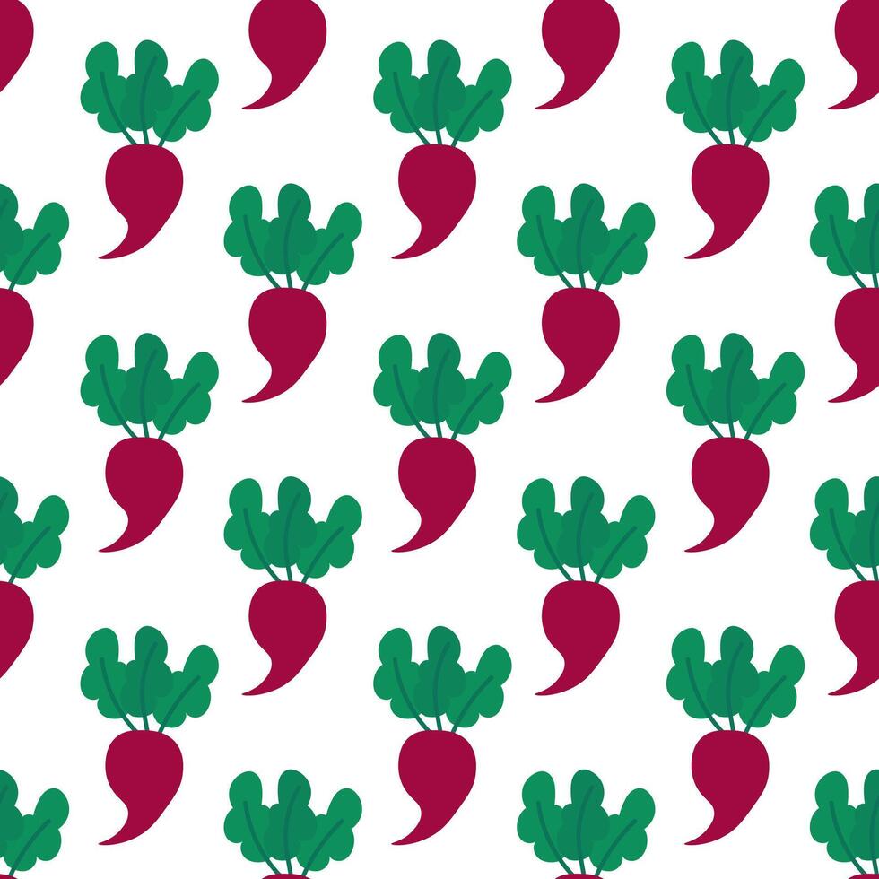 Seamless pattern with beetroot on white background. Summer vegetable wallpaper. flat illustration. vector