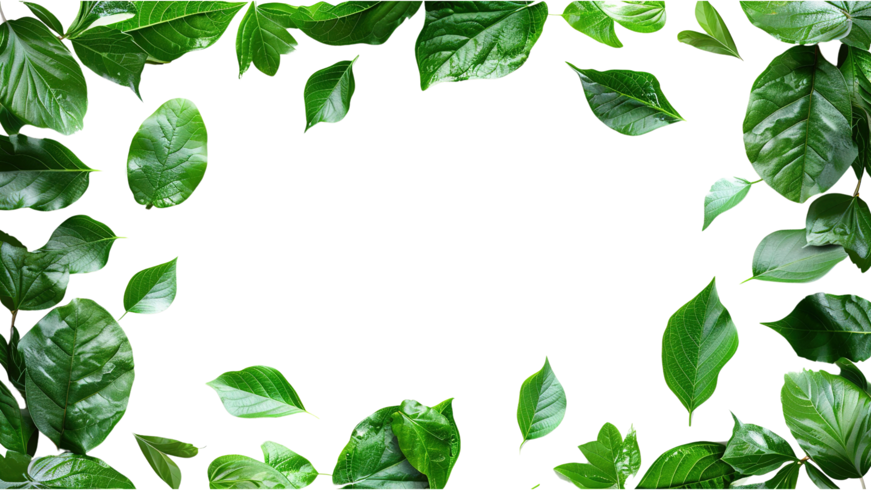 Green leaves frame isolated on a transparent background png