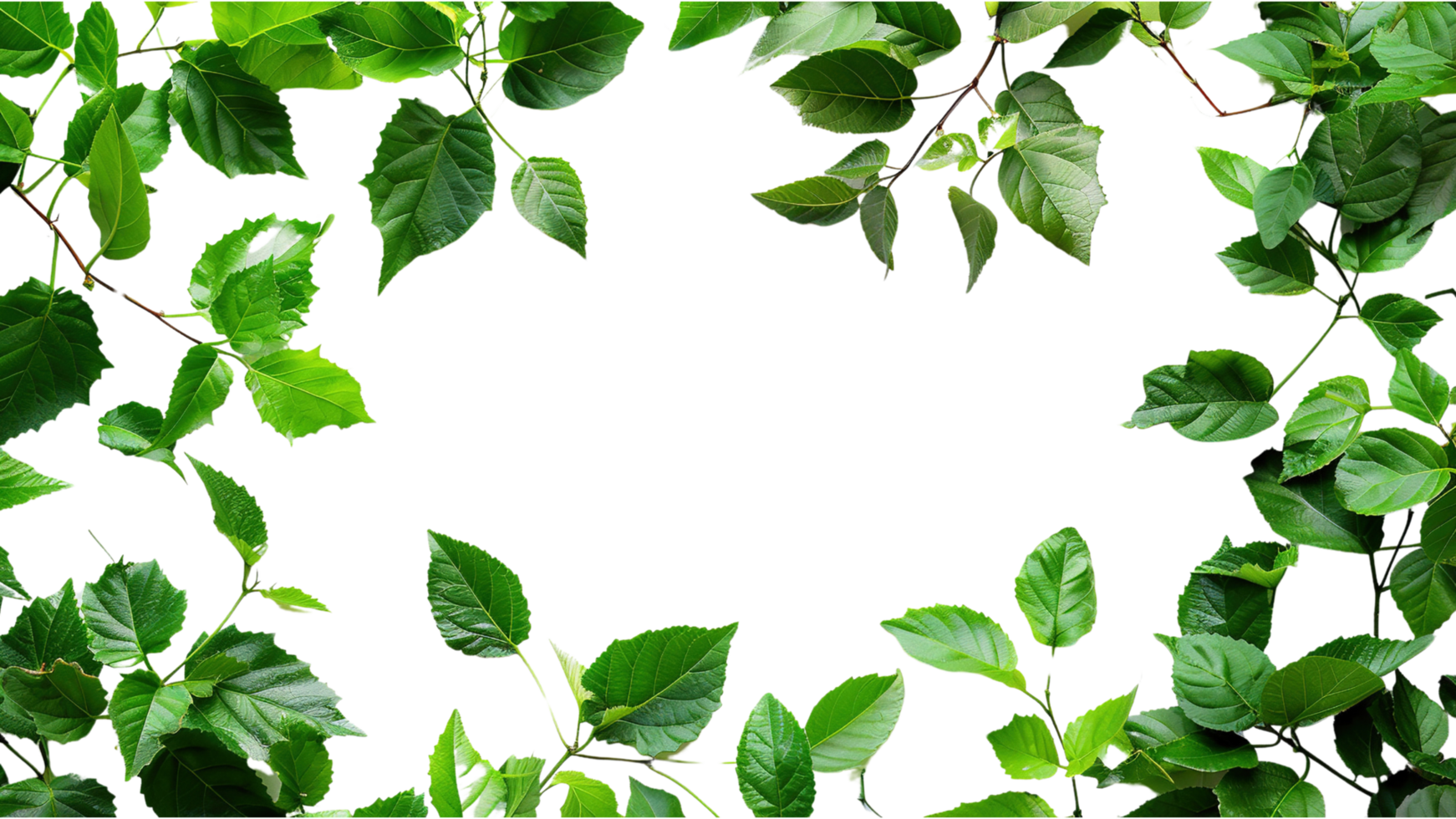 Green leaves frame isolated on a transparent background png