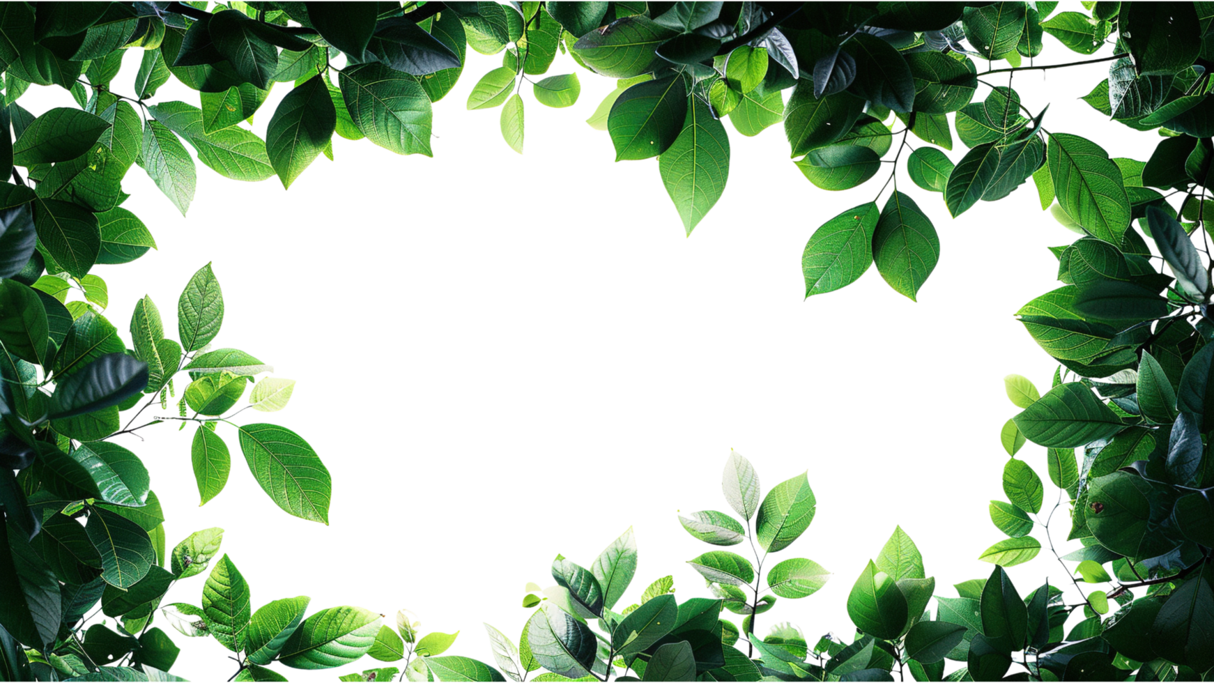 Green leaves frame isolated on a transparent background png