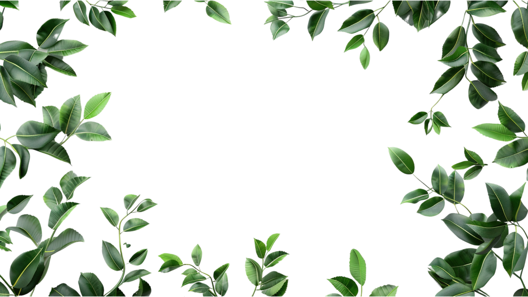Green leaves frame isolated on a transparent background png