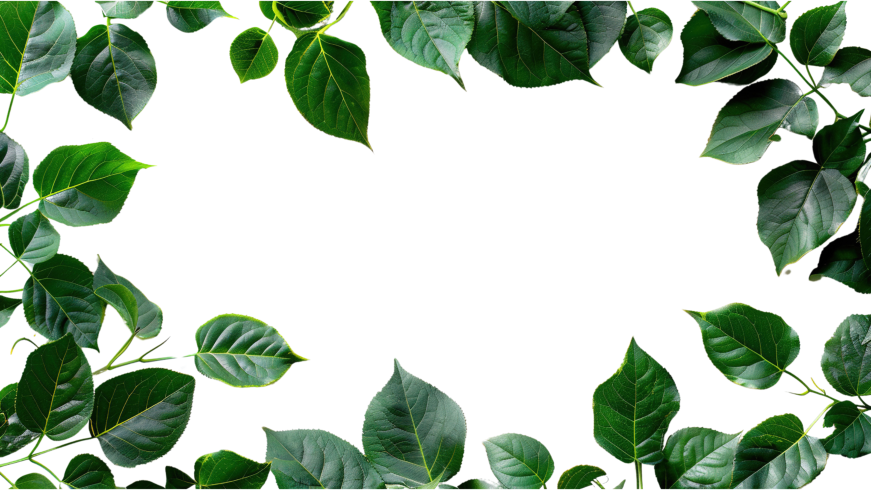 Green leaves frame isolated on a transparent background png