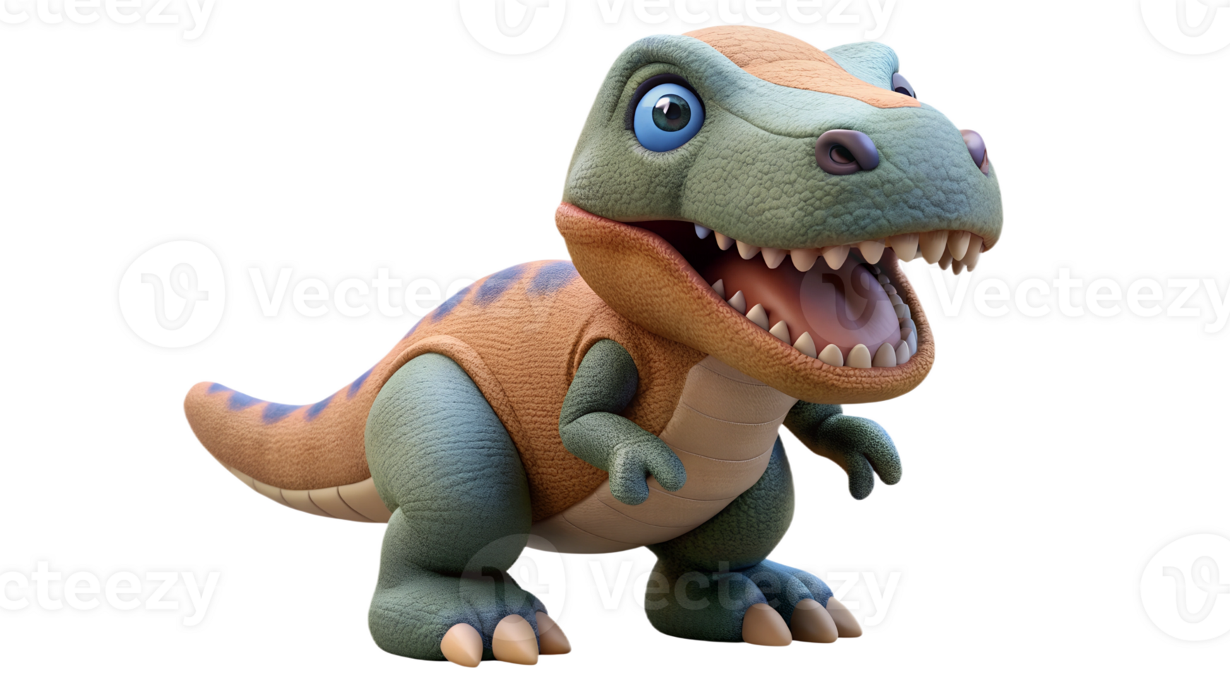 Adorable plush tyrannosaur stuffed toy isolated on the transparent background png