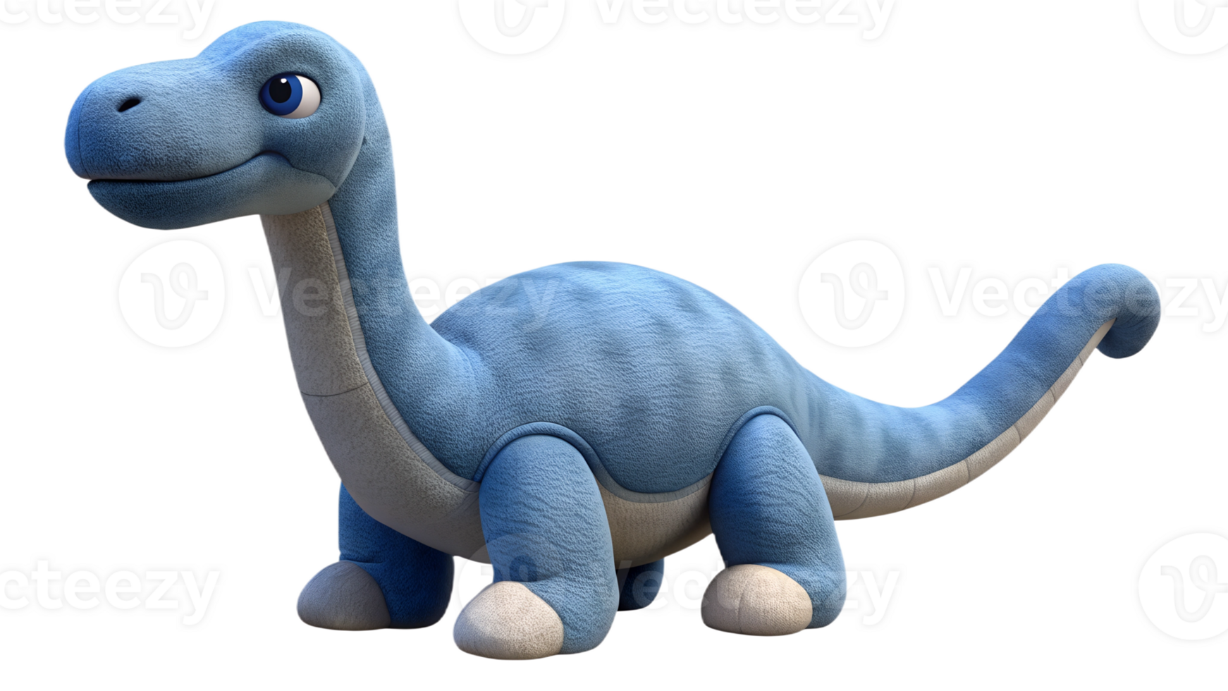 Adorable plush blue Diplodocus stuffed toy isolated on the transparent background png