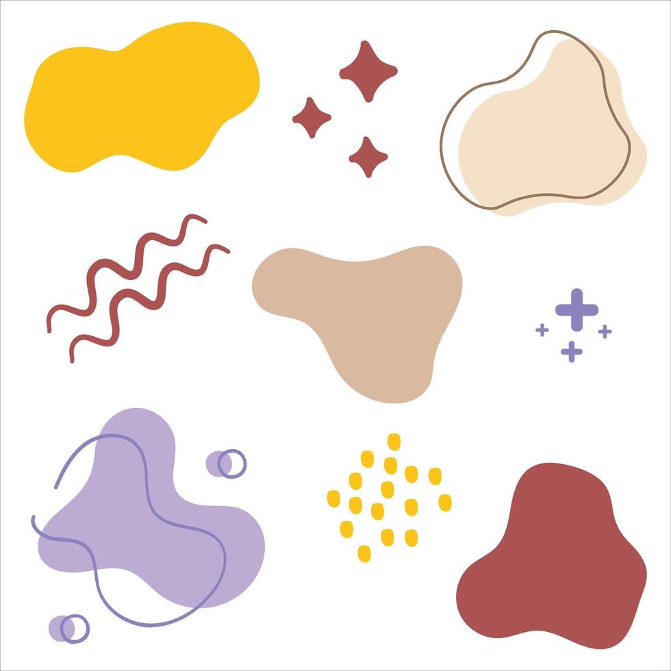 The image is a collage of various shapes and colors, including blue, orange, and purple. The shapes are abstract and seem to be splattered or smeared, giving the impression of a messy or chaotic scene vector
