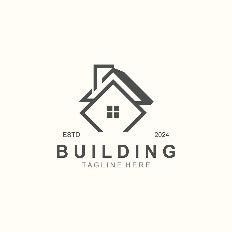 Building logo construction modern real estate symbol for architecture house and property vector