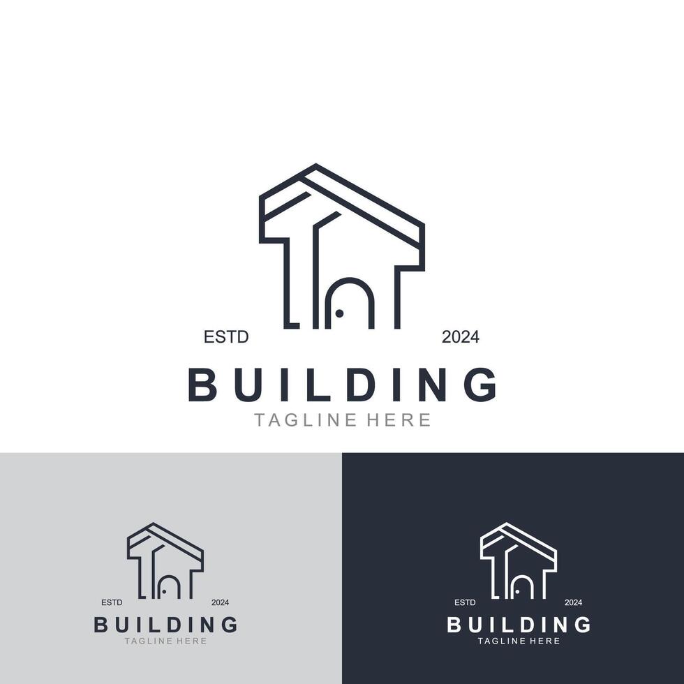 Building logo construction modern real estate symbol for architecture house and property vector