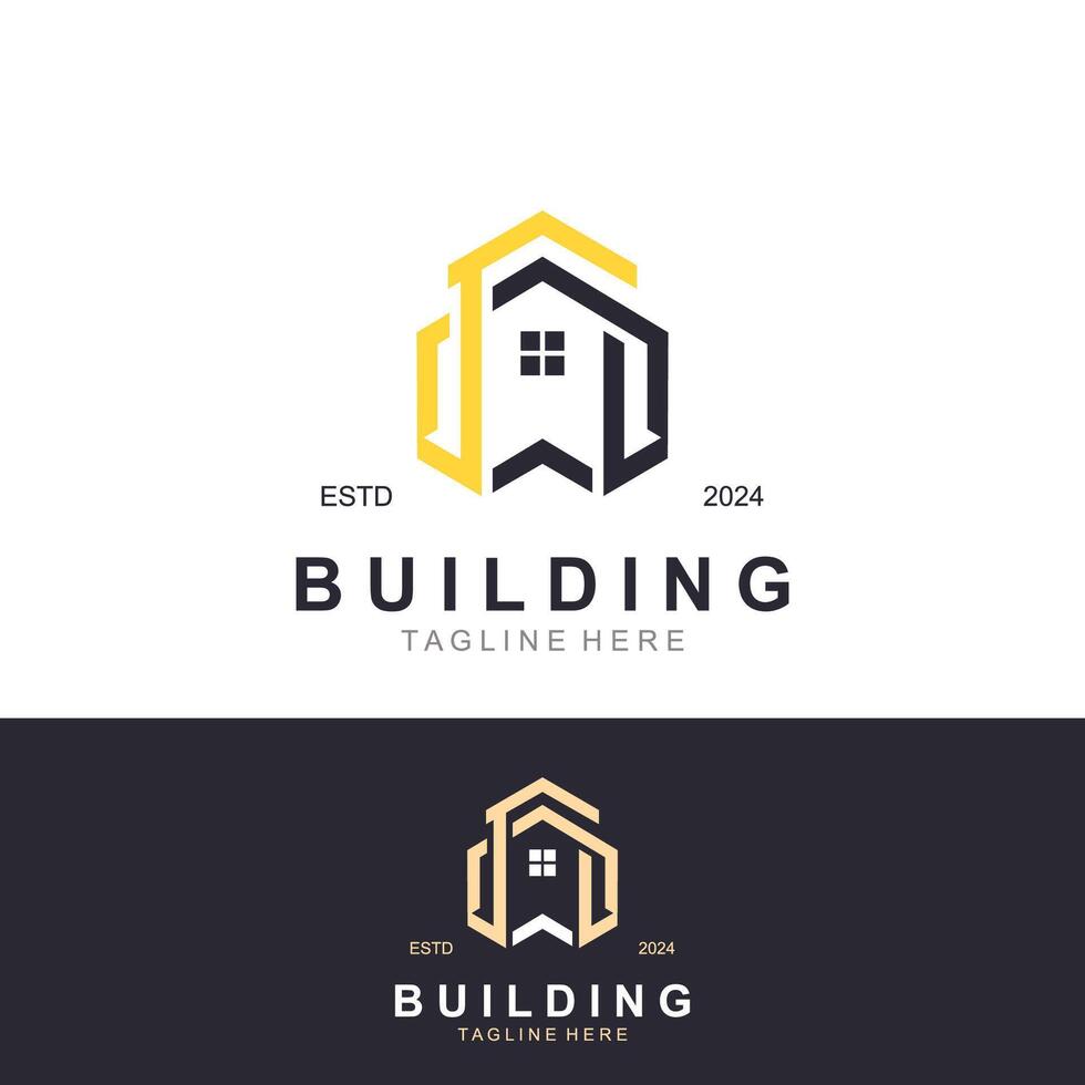 Building logo construction modern real estate symbol for architecture house and property vector