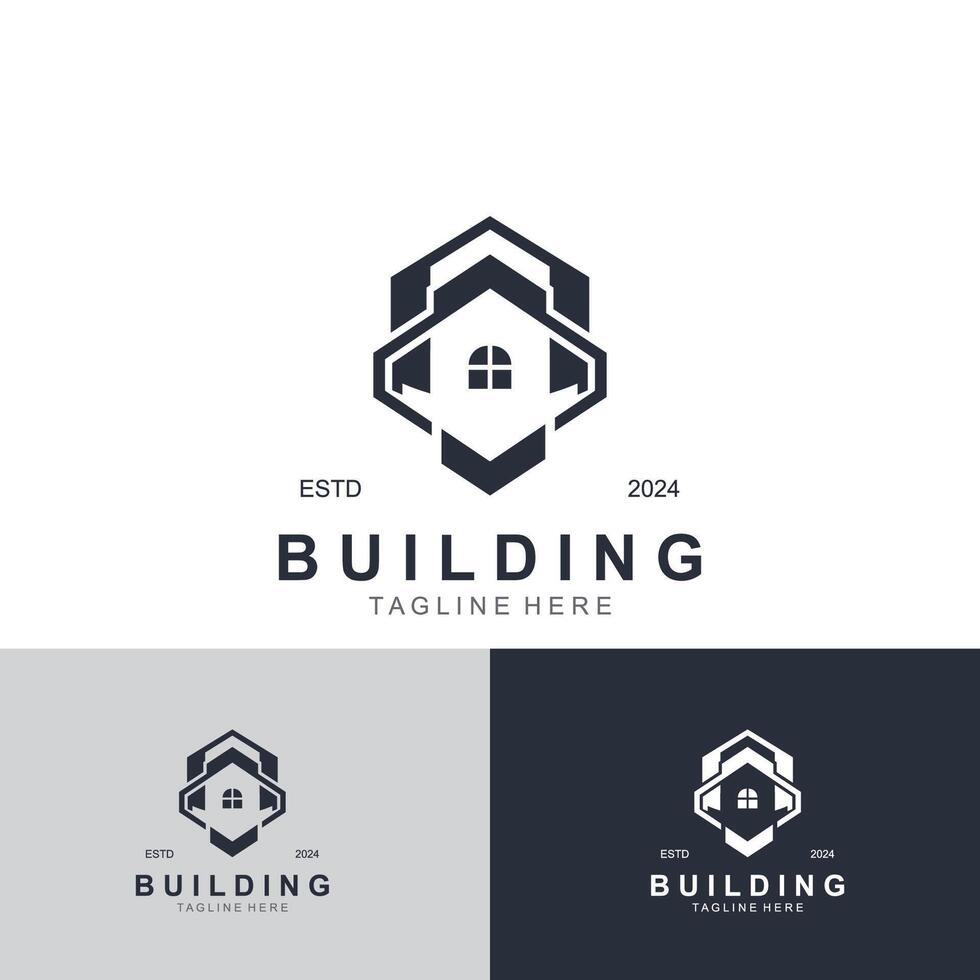 Building logo construction modern real estate symbol for architecture house and property vector