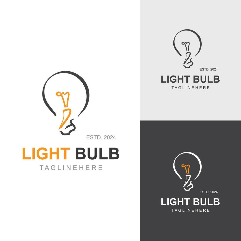 Light bulb creative lamp logo icon and business design bulb digital technology smart idea vector