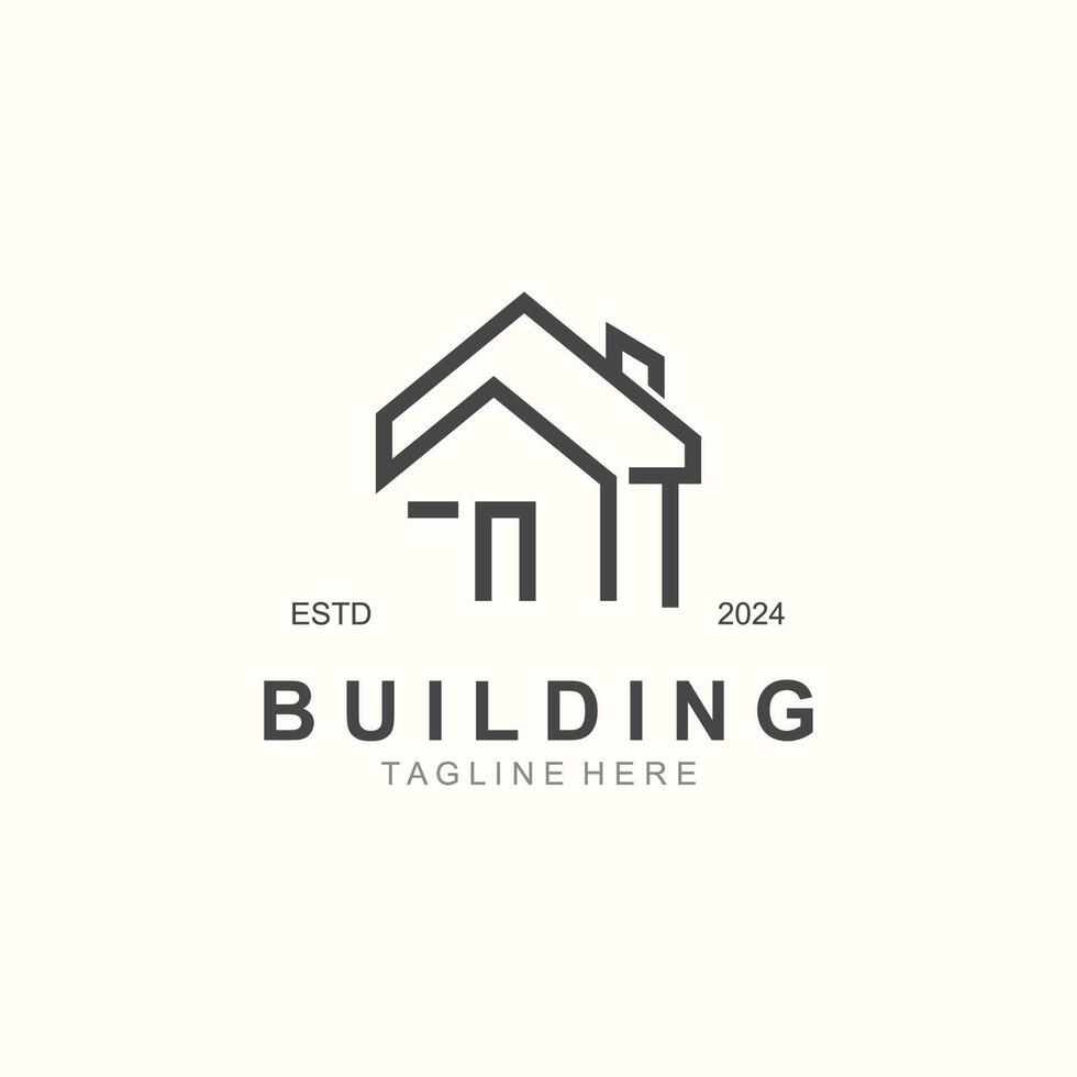 Building logo construction modern real estate symbol for architecture house and property vector