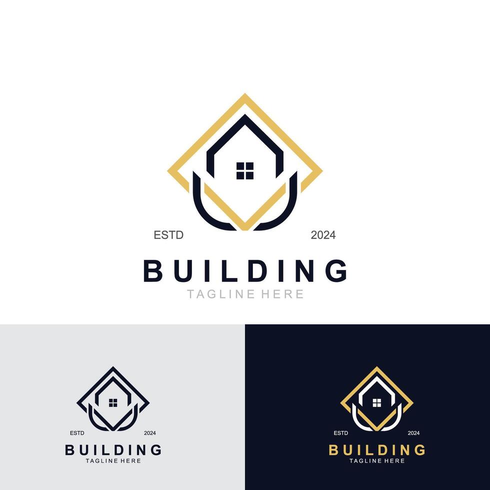 Building logo construction modern real estate symbol for architecture house and property vector