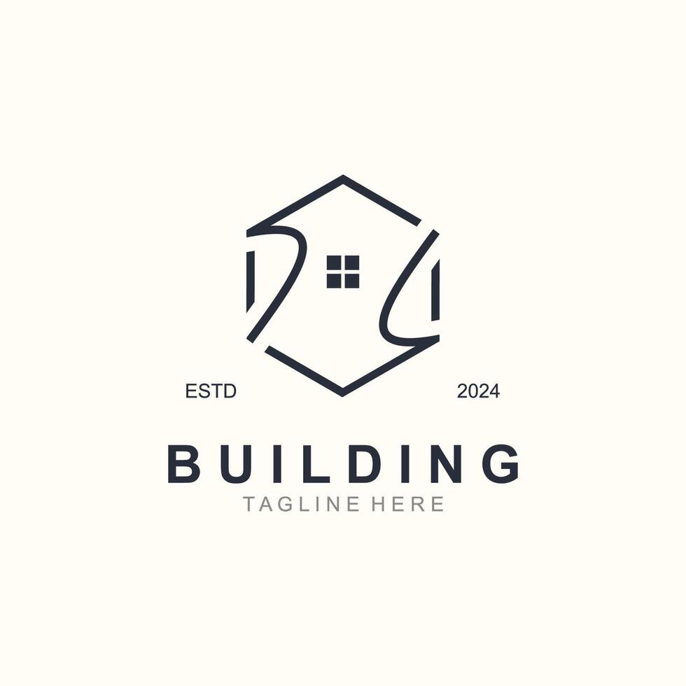 Building logo construction modern real estate symbol for architecture house and property vector