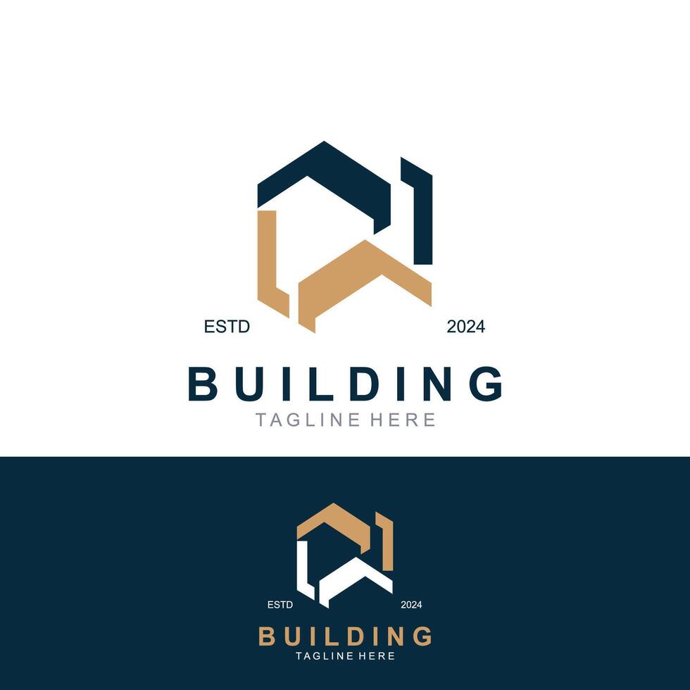 Building logo construction modern real estate symbol for architecture house and property vector