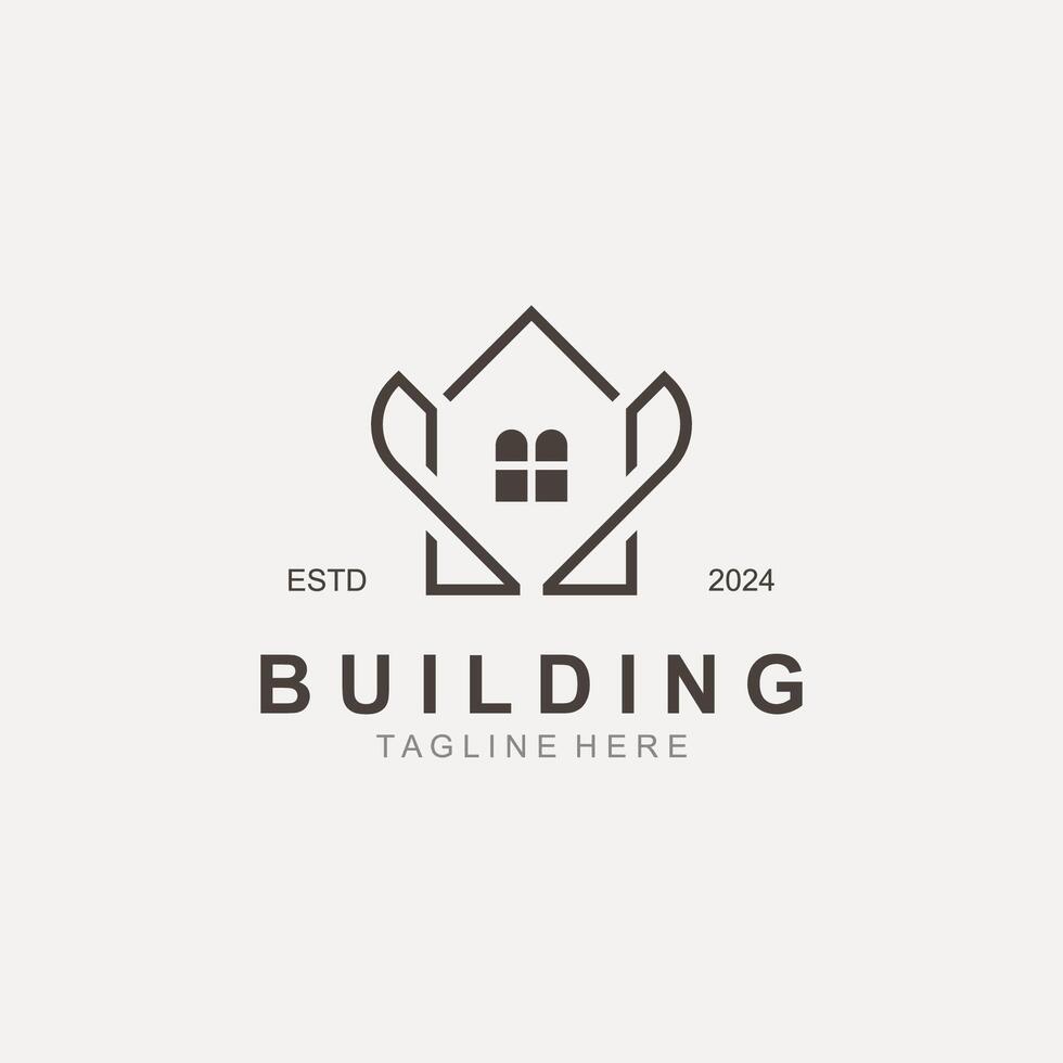 Building logo construction modern real estate symbol for architecture house and property vector
