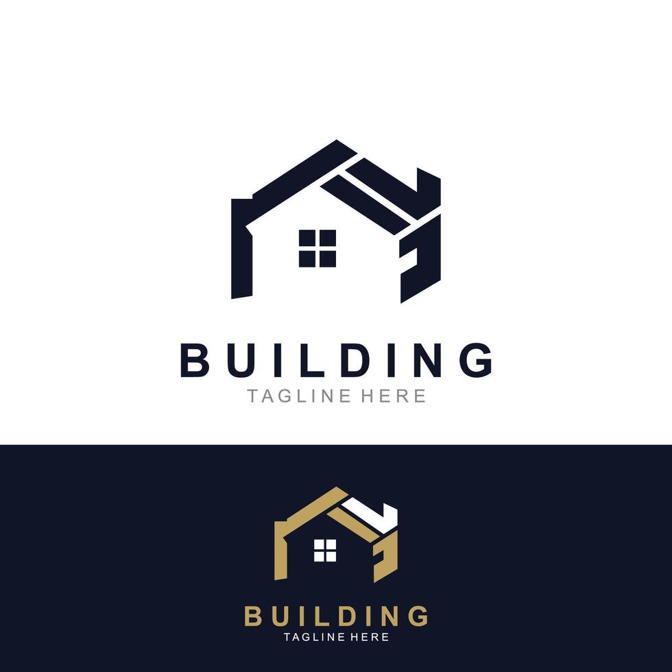 Building logo construction modern real estate symbol for architecture house and property vector