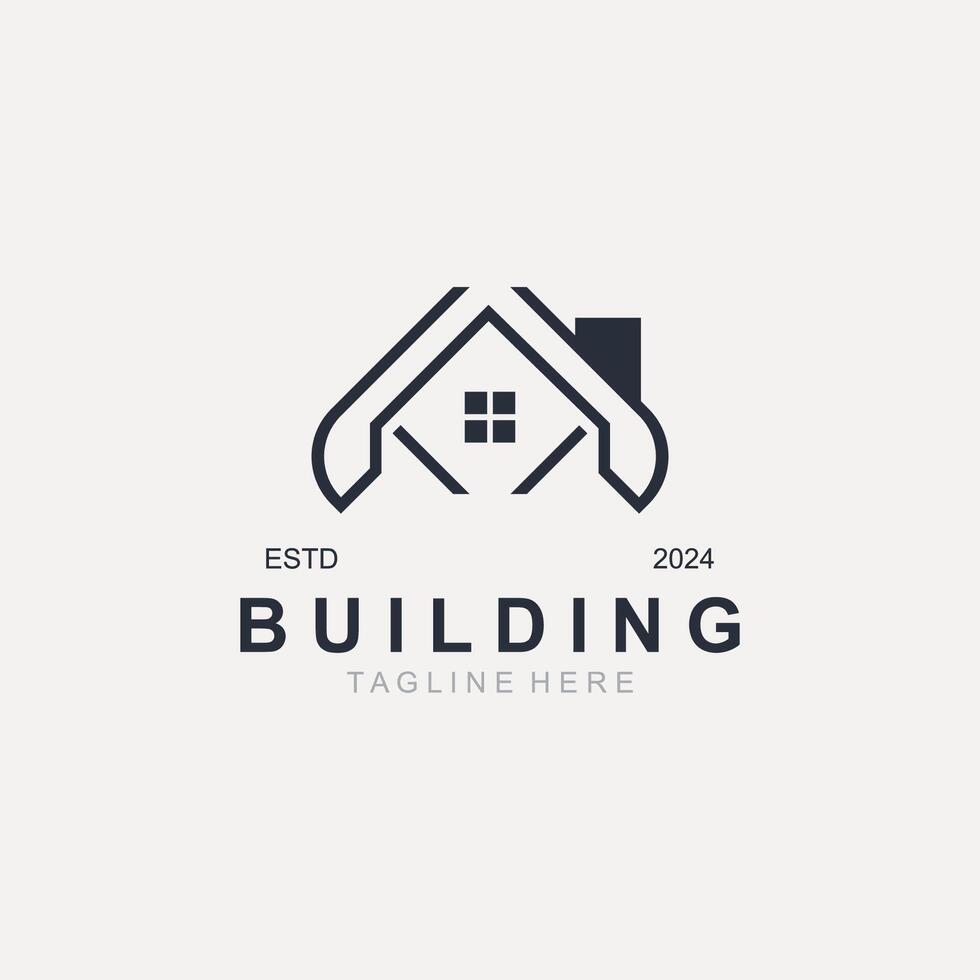 Building logo construction modern real estate symbol for architecture house and property vector