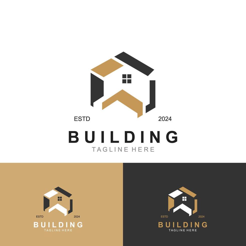 Building logo construction modern real estate symbol for architecture house and property vector
