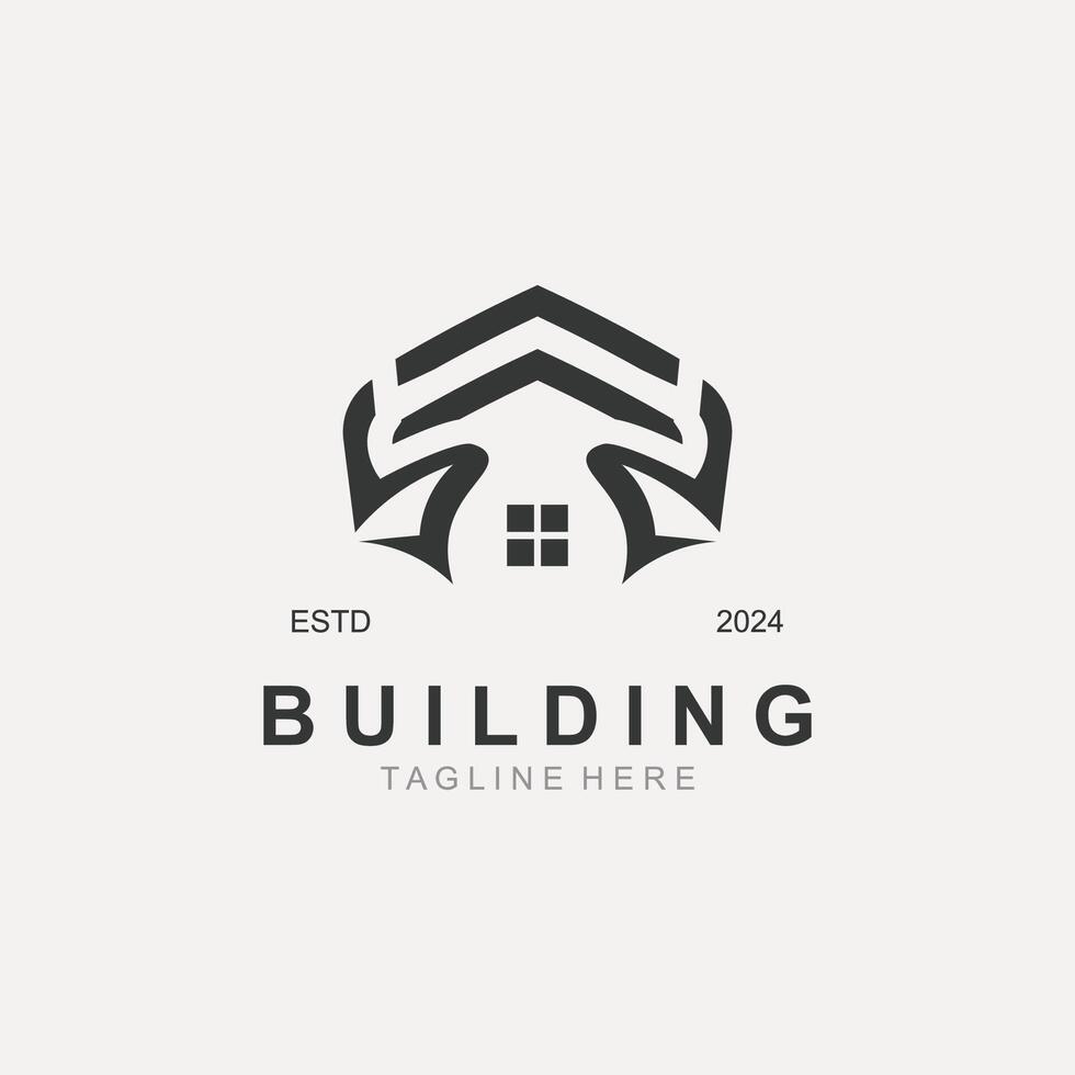 Building logo construction modern real estate symbol for architecture house and property vector