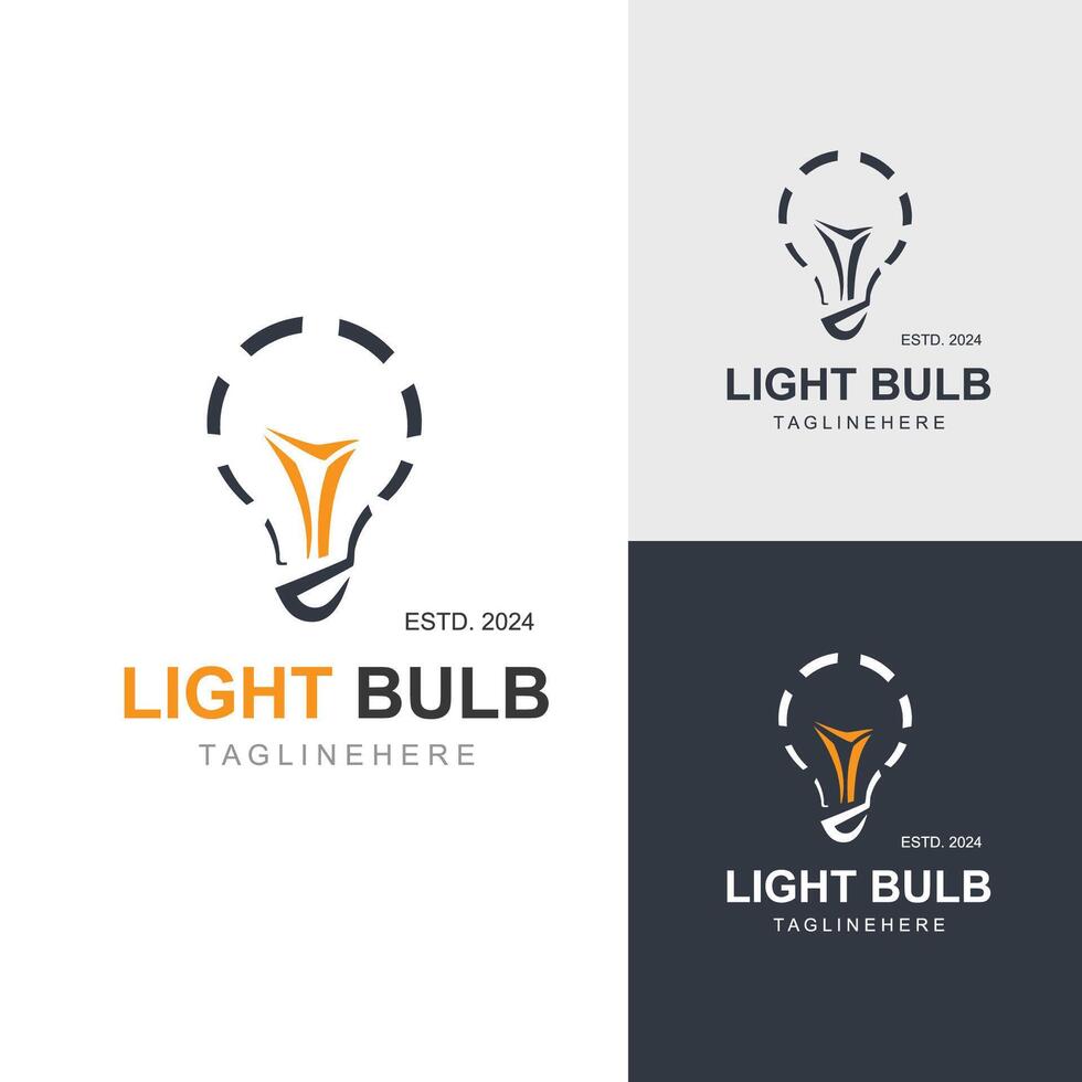 Light bulb creative lamp logo icon and business design bulb digital technology smart idea vector