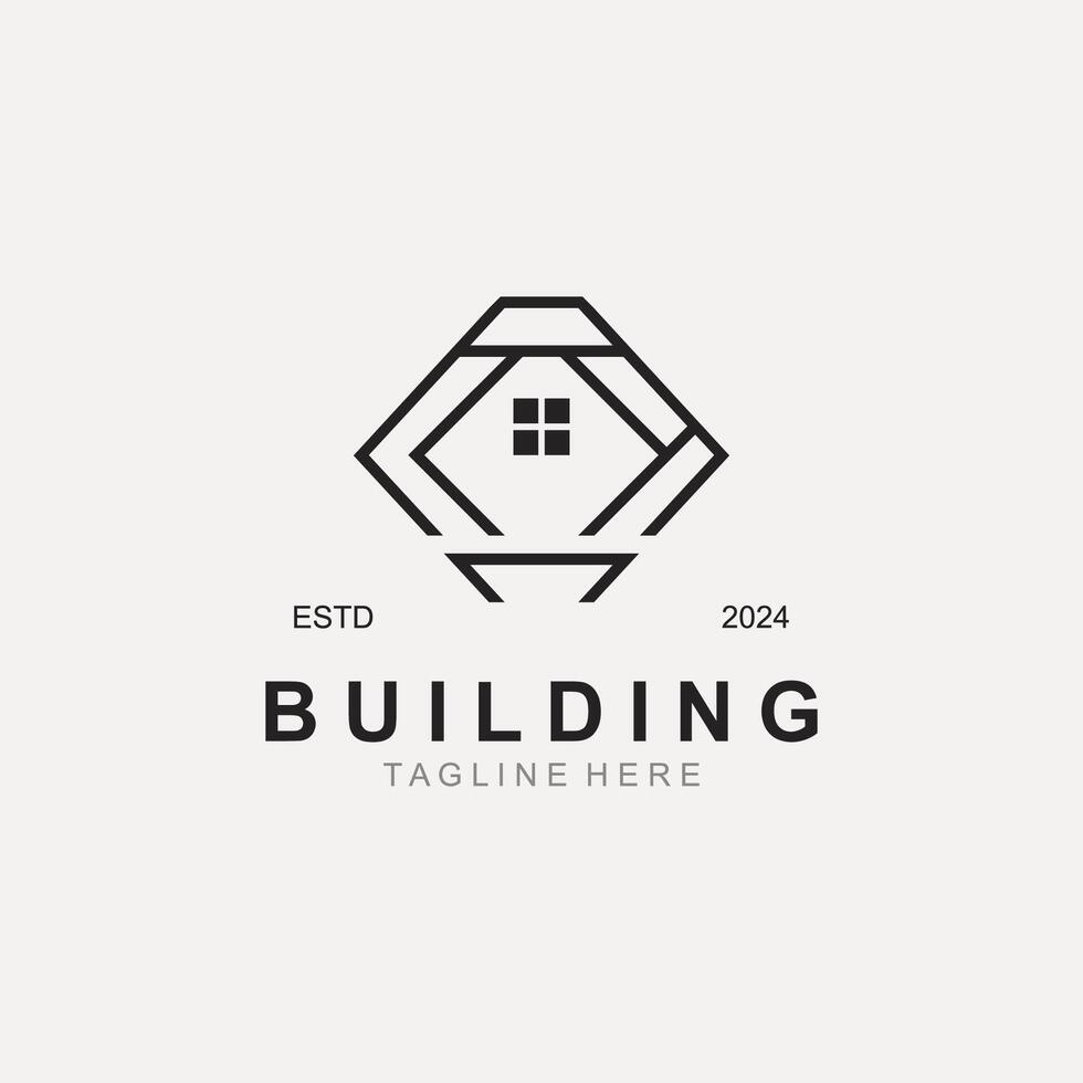 Building logo construction modern real estate symbol for architecture house and property vector