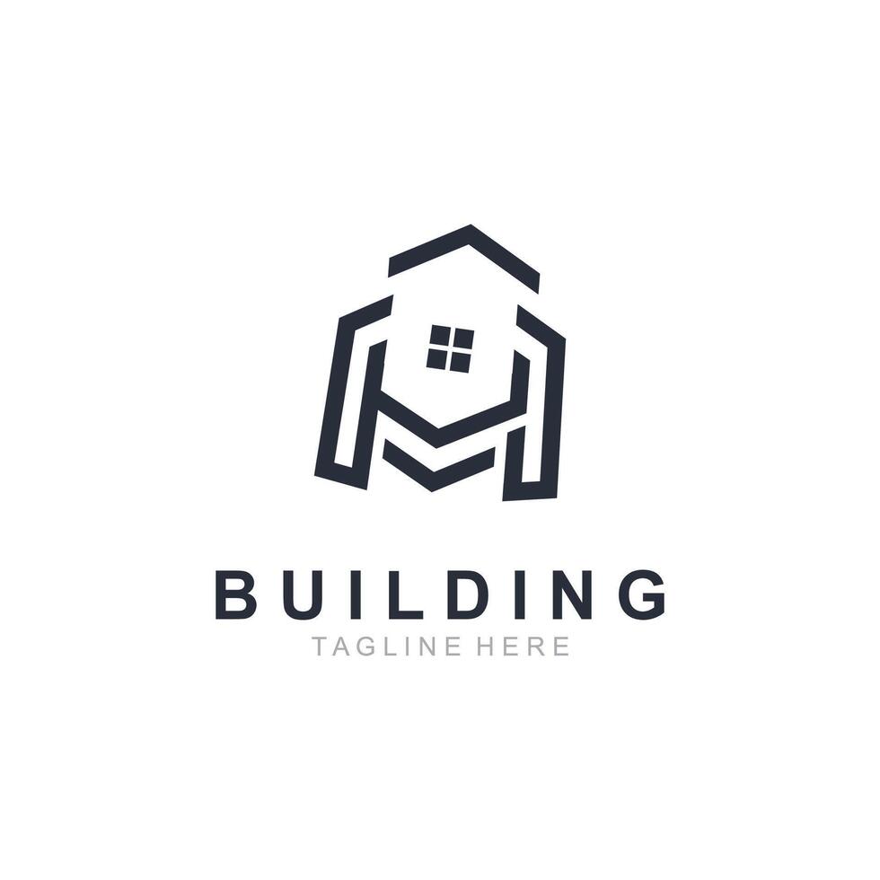 Building logo construction modern real estate symbol for architecture house and property vector