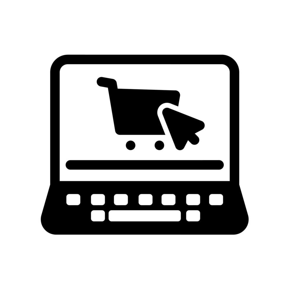 Online shopping glyph design icon. Isolated on white background. Perfect for web and app interfaces, presentations, infographics, etc. vector