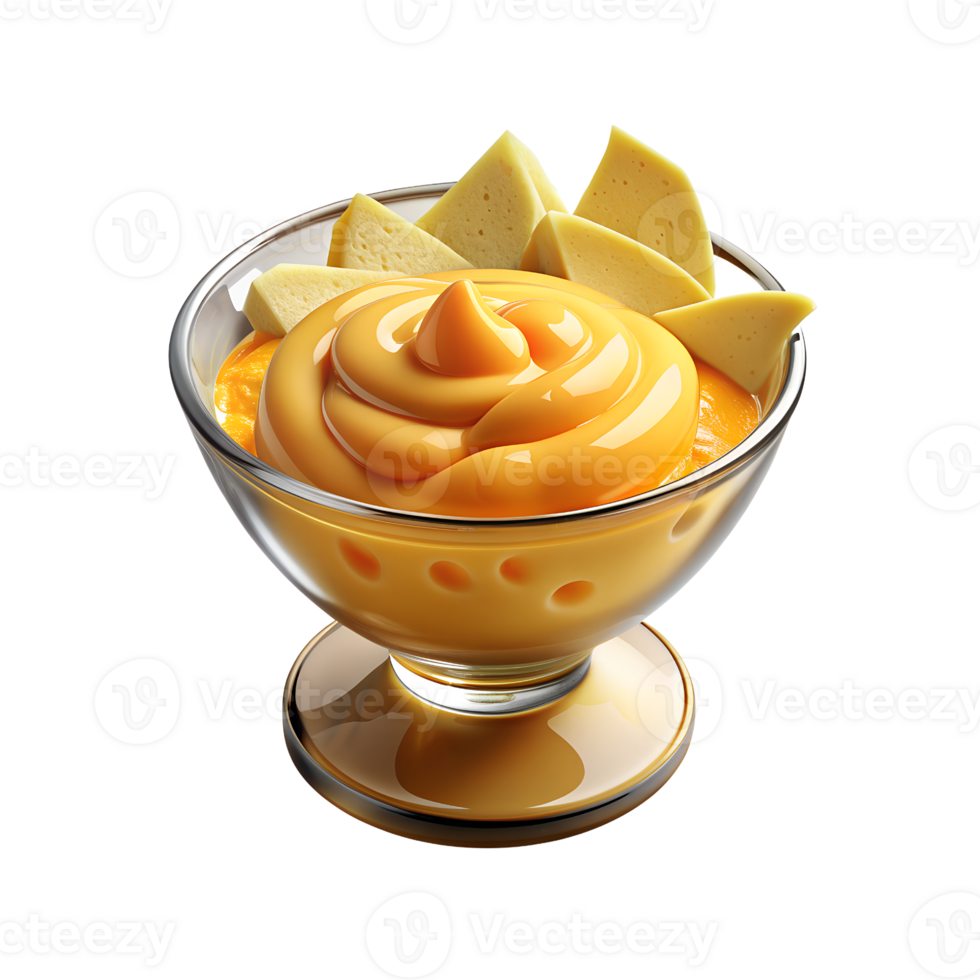 cheese dip in a glass bowl with slices of cheese png