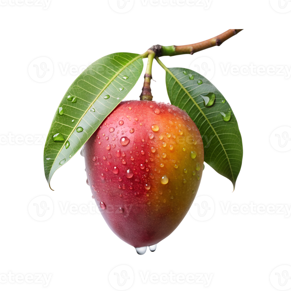 mango with water drops on the branch png
