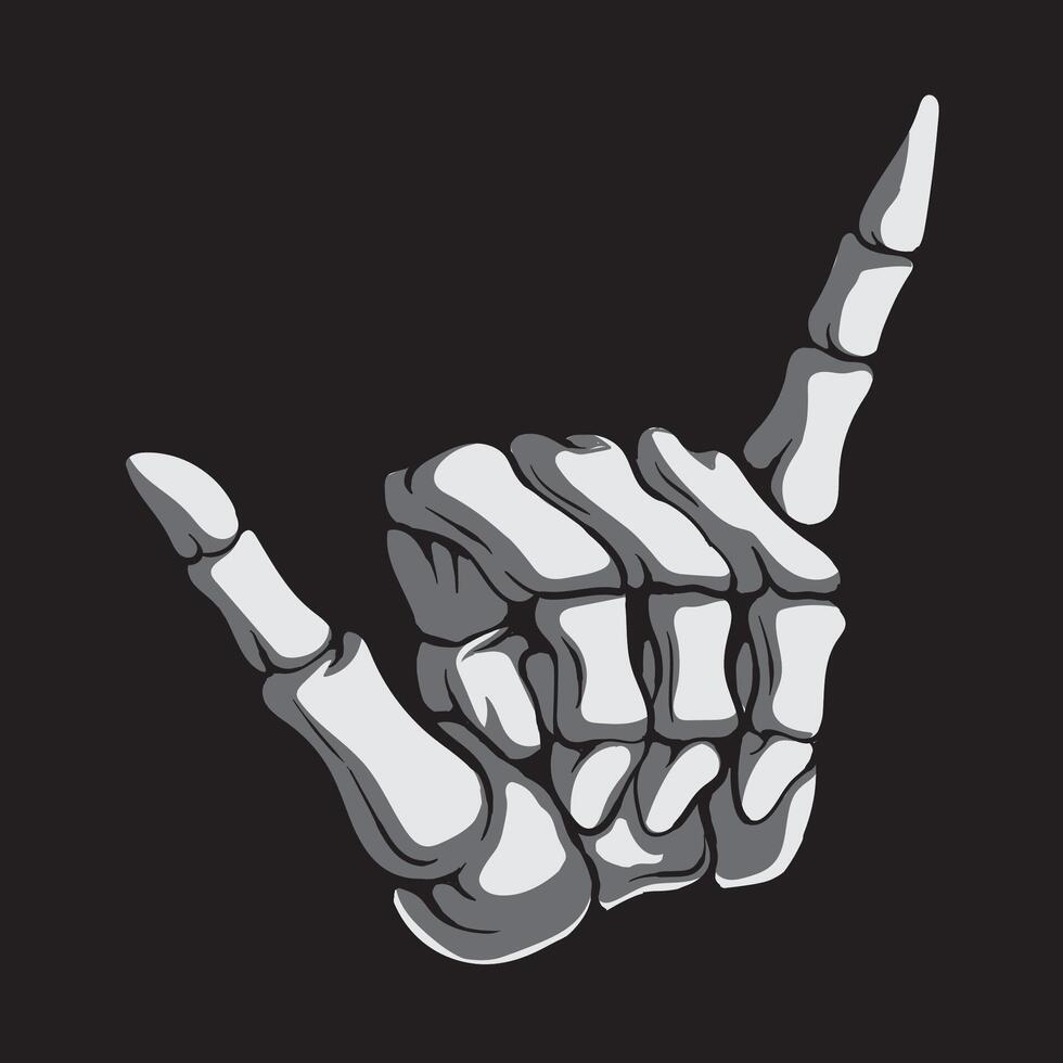 illustration of human hand showing rock n roll sign isolated on black background vector