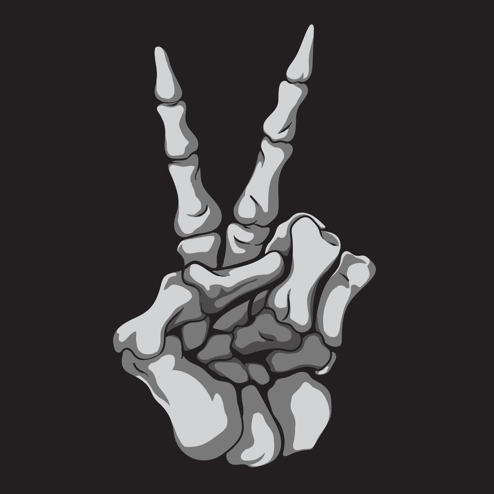 peaceful finger gesture of the devil illustration on a black background. Monochrome. vector