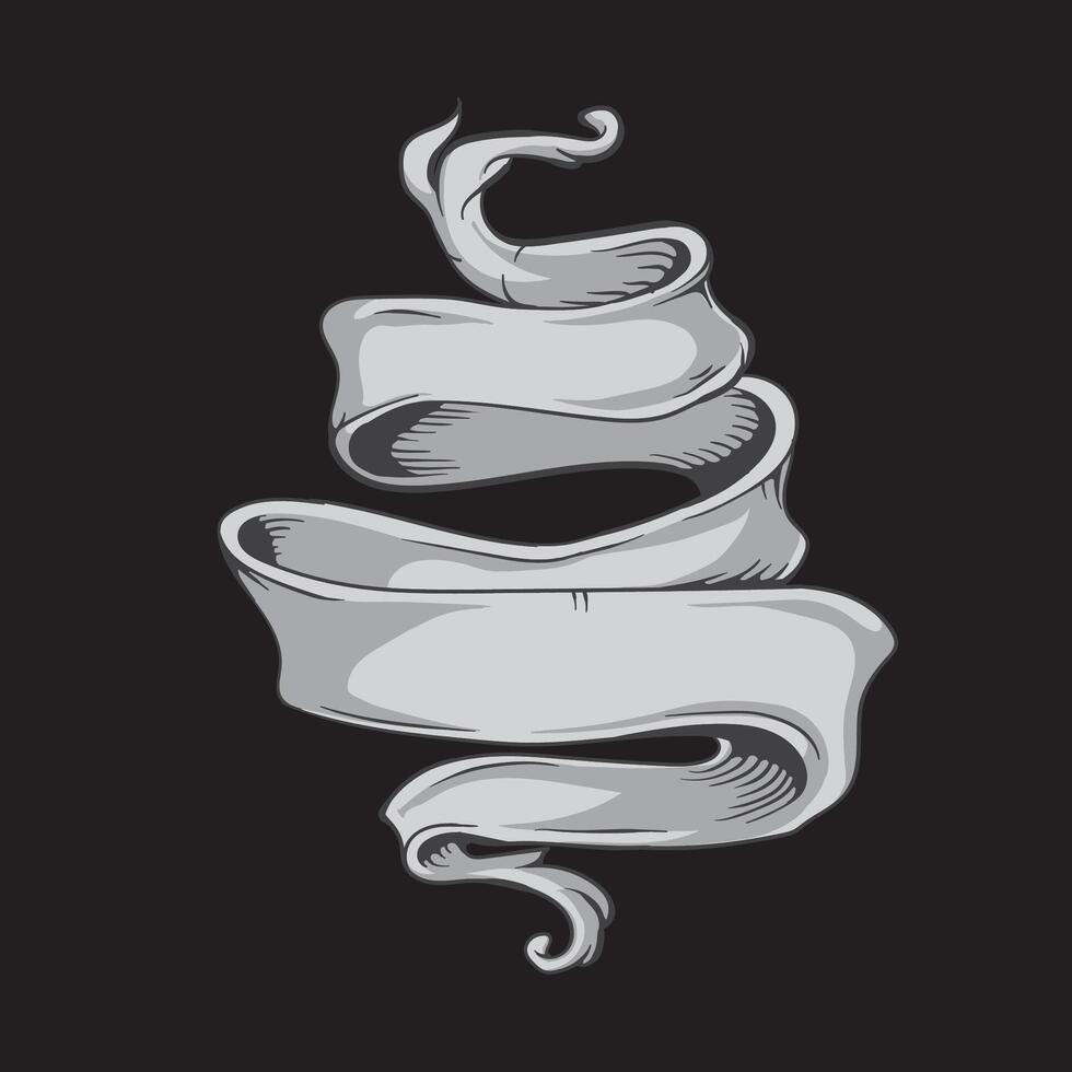 illustration of a set of black and white ribbons on a black background vector