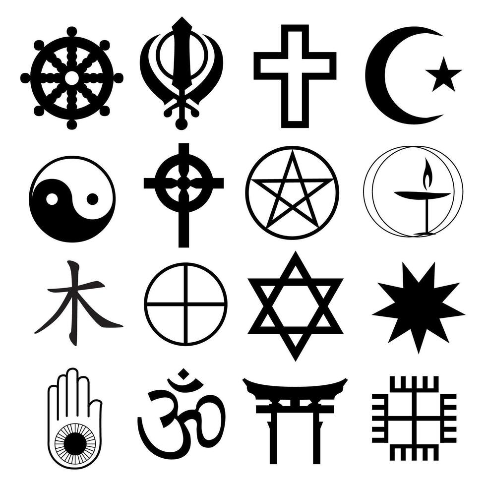 Religion icons symbol set. Simple set of religion icons for web design on white background vector