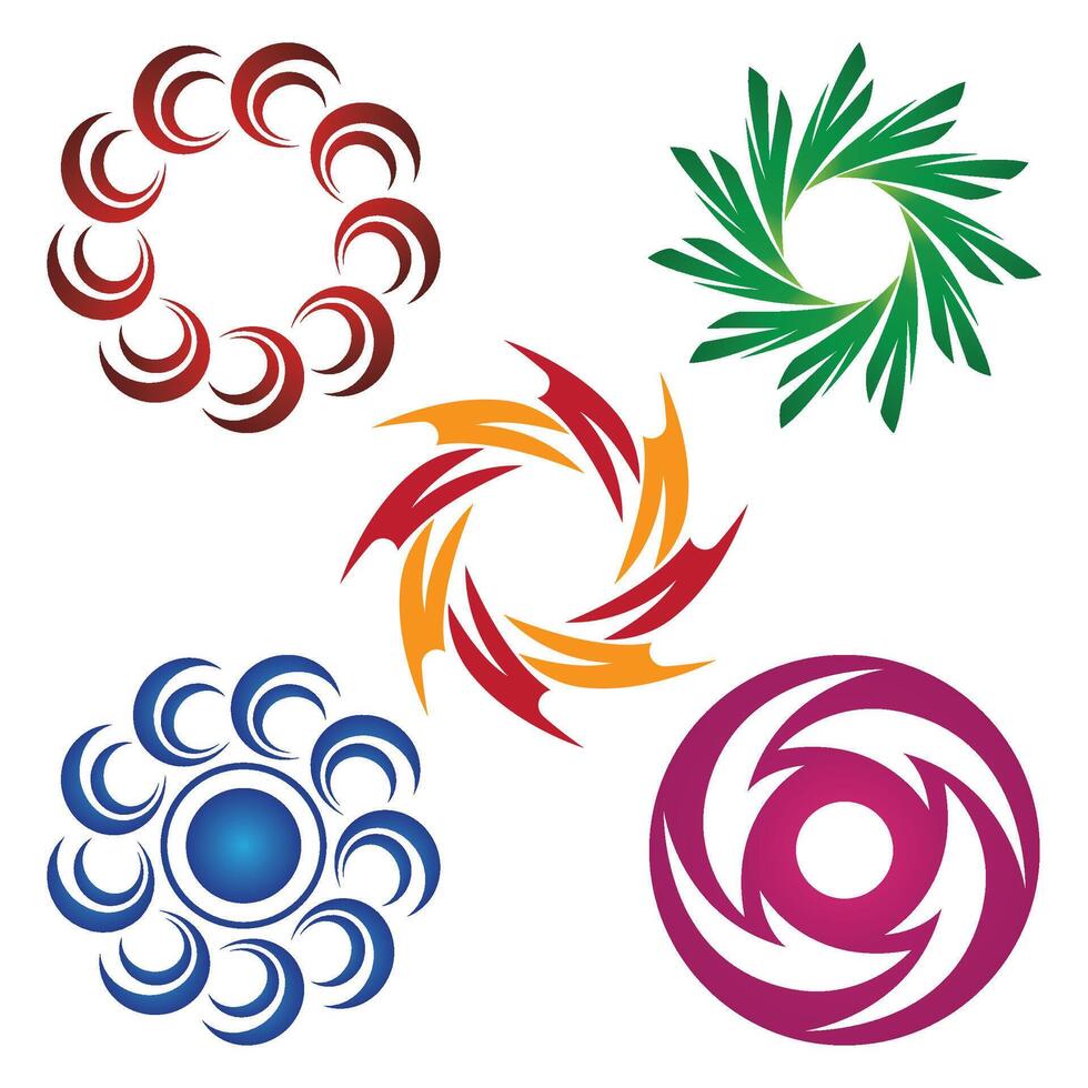 Set of Colorful Swirls Design Elements Illustration. vortex logo symbol vector