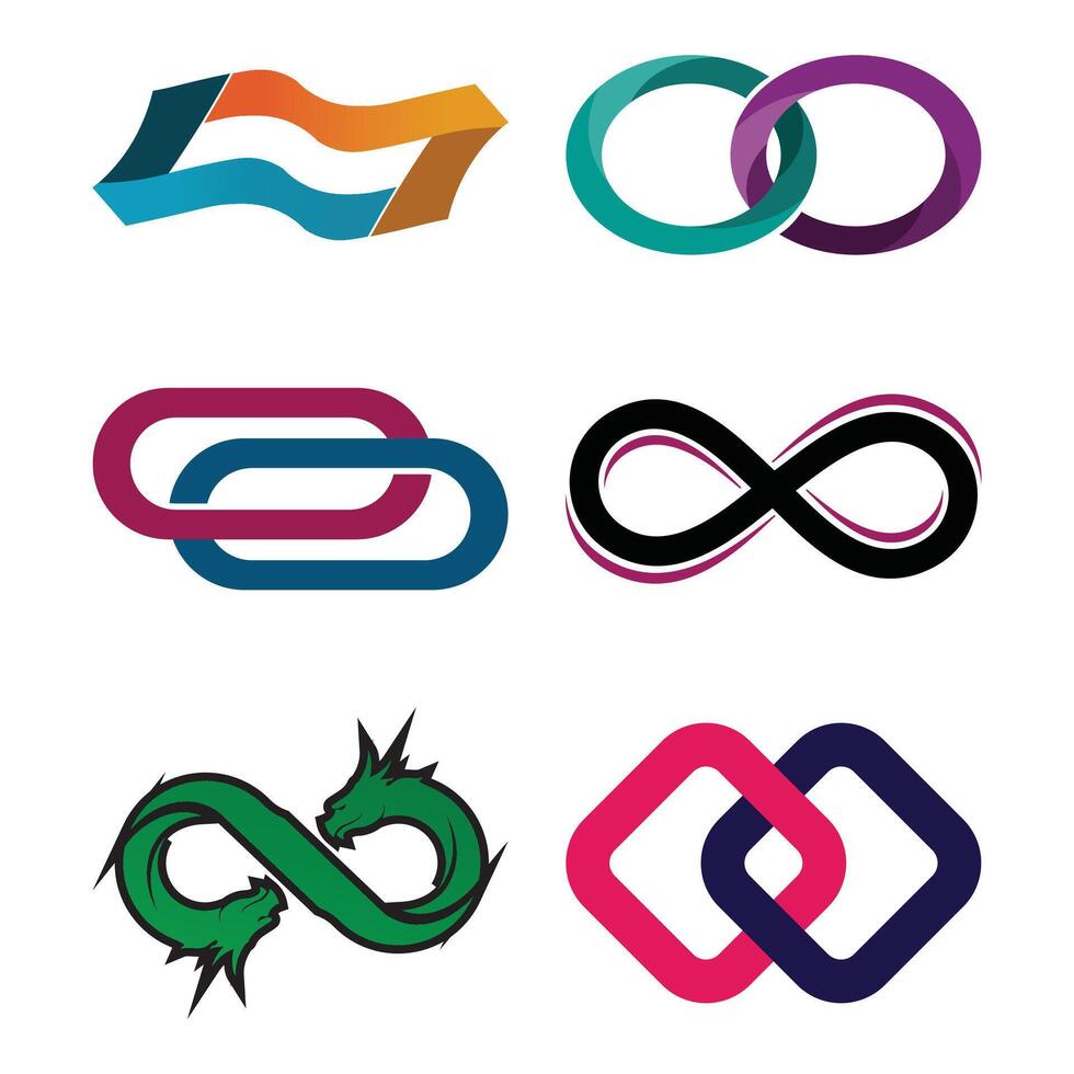 Infinity logo icon design template elements - set of abstract symbols vector