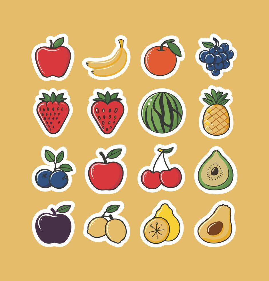 Foods printable stickers clipart illustration set vector