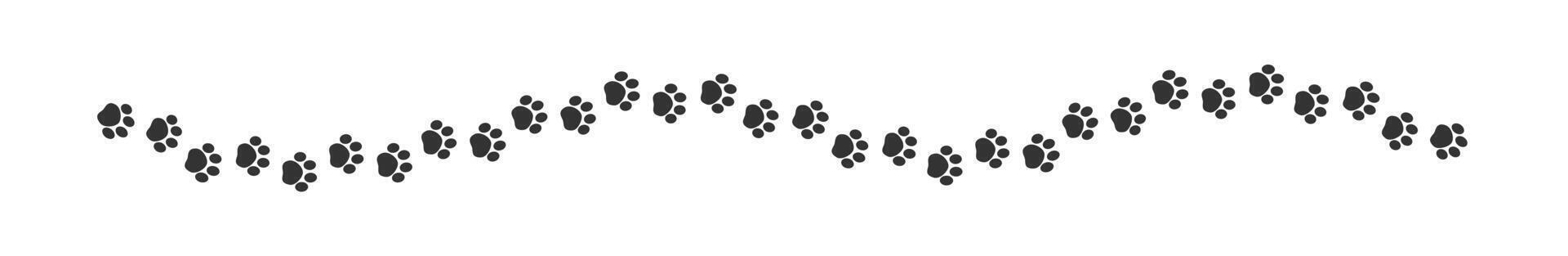 Paw print track trail border separator silhouette clipart vector