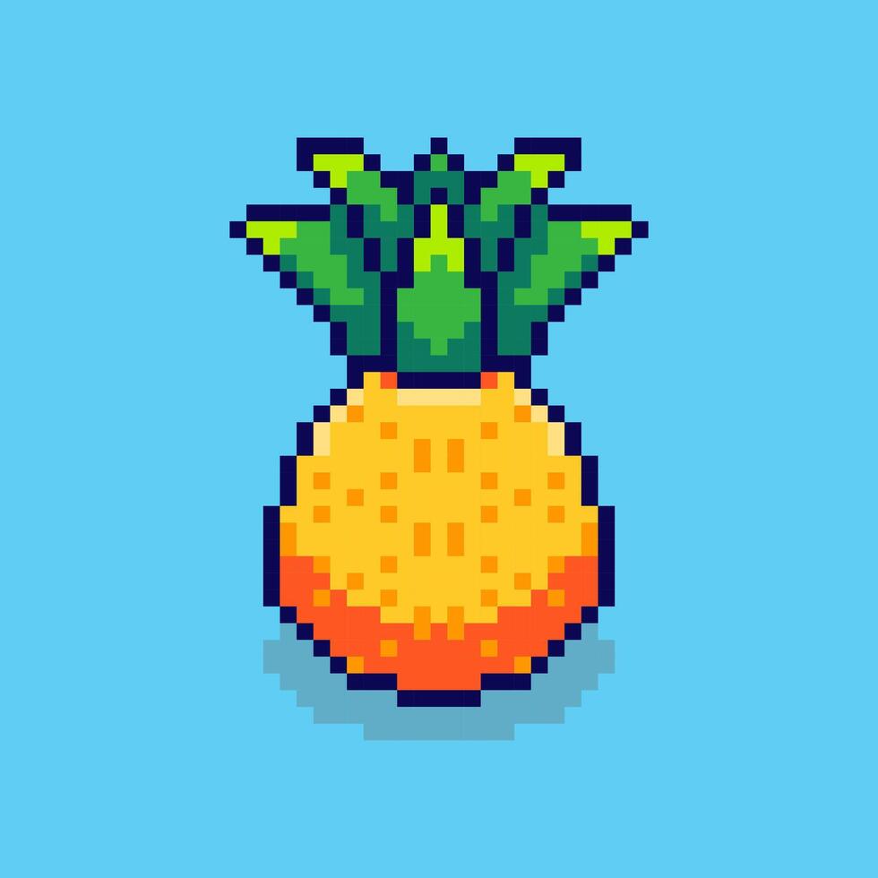 Pixel art pineapple game asset design vector