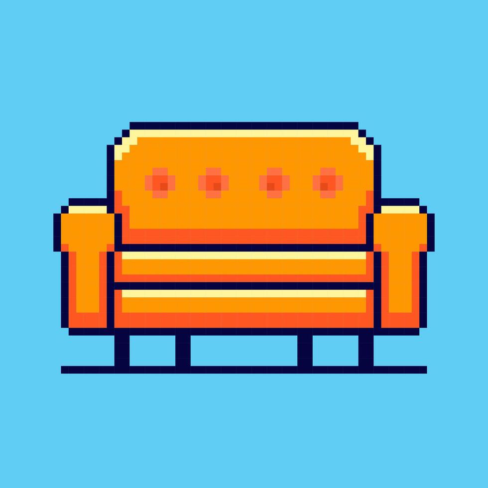 Pixel art sofa game asset design vector