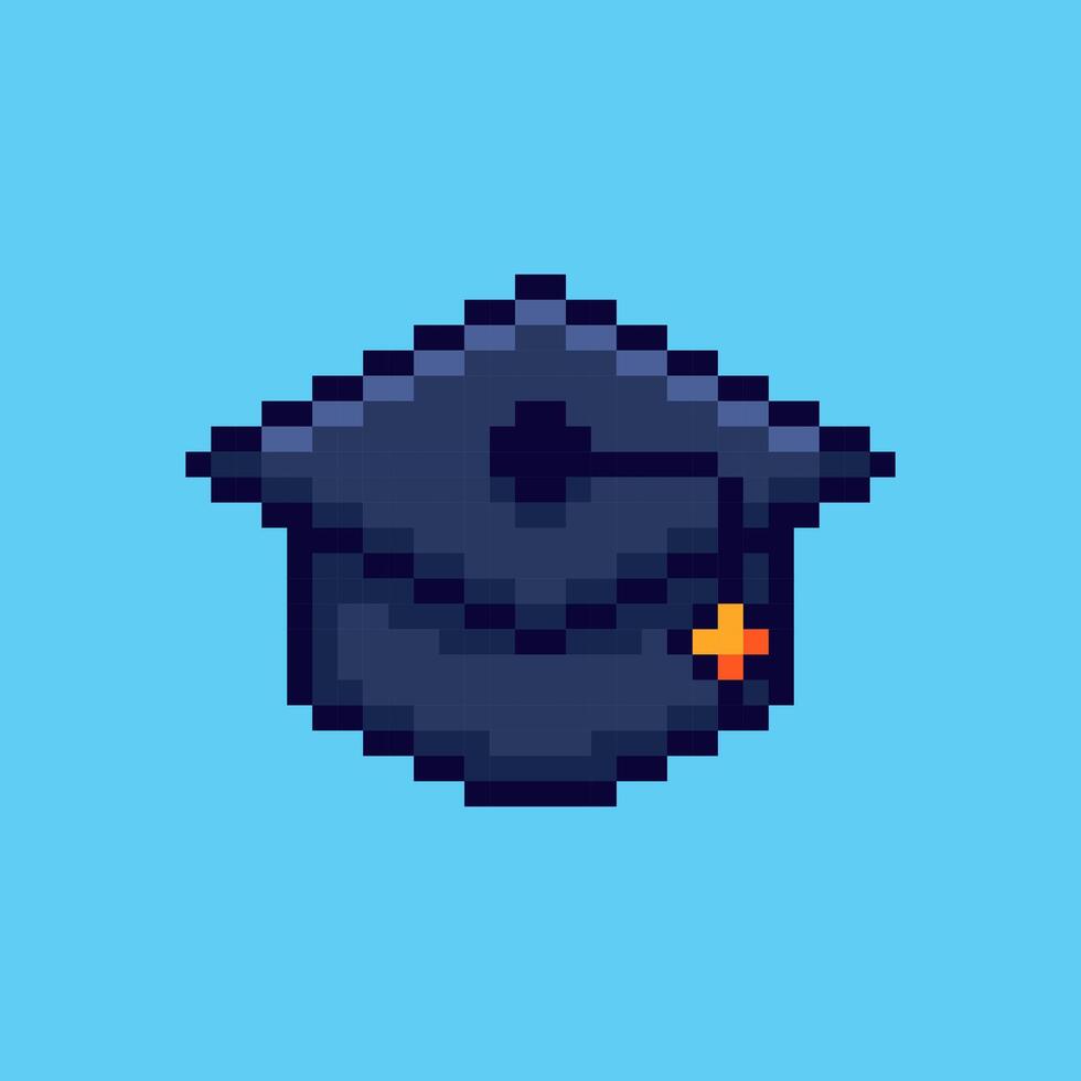 Pixel art graduation hat game asset design vector