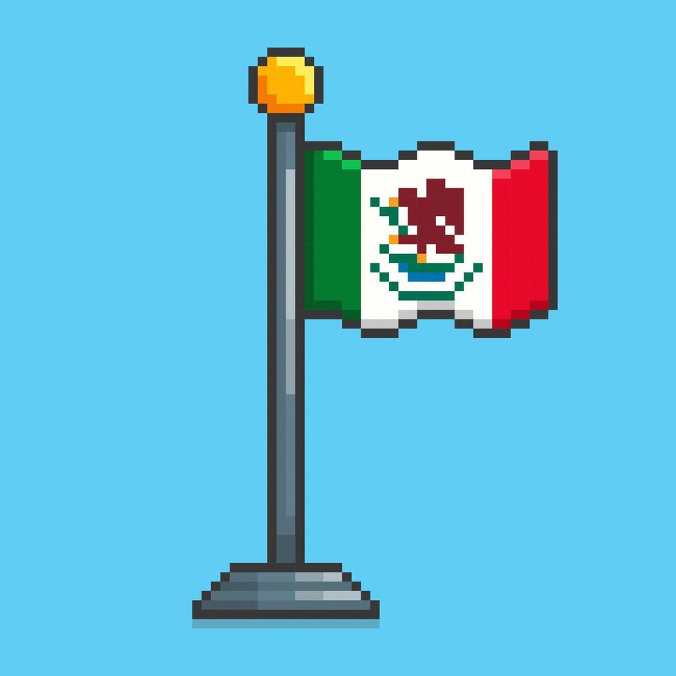 Pixel art Mexico flag game asset design vector