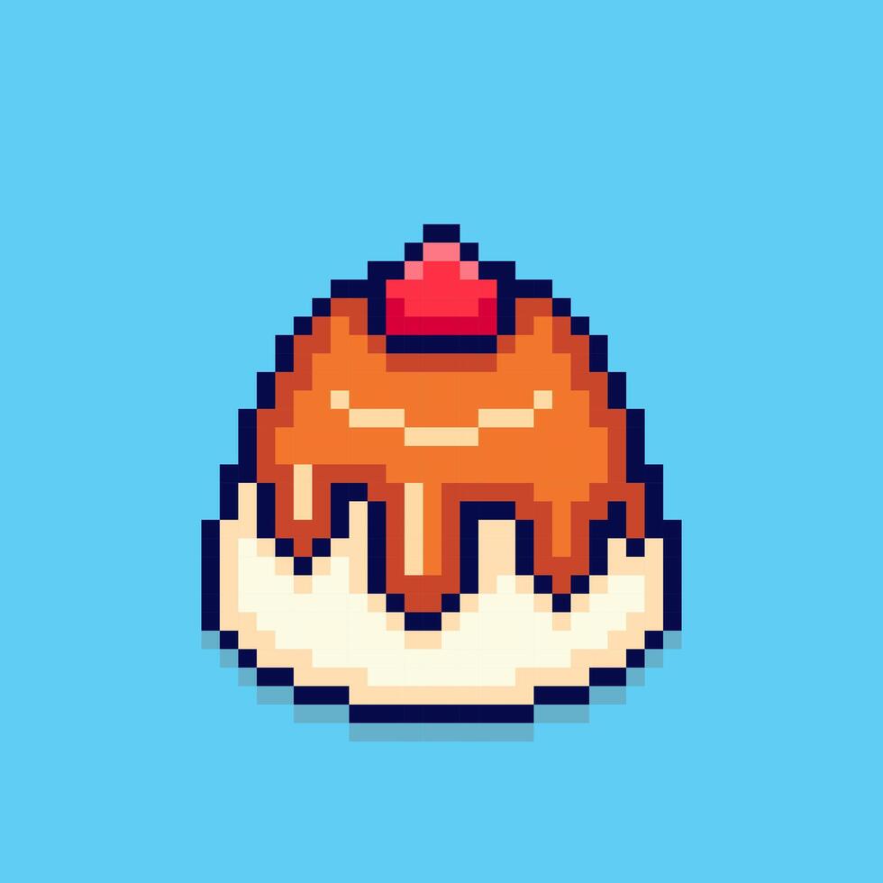 Pixel art pudding game asset design vector