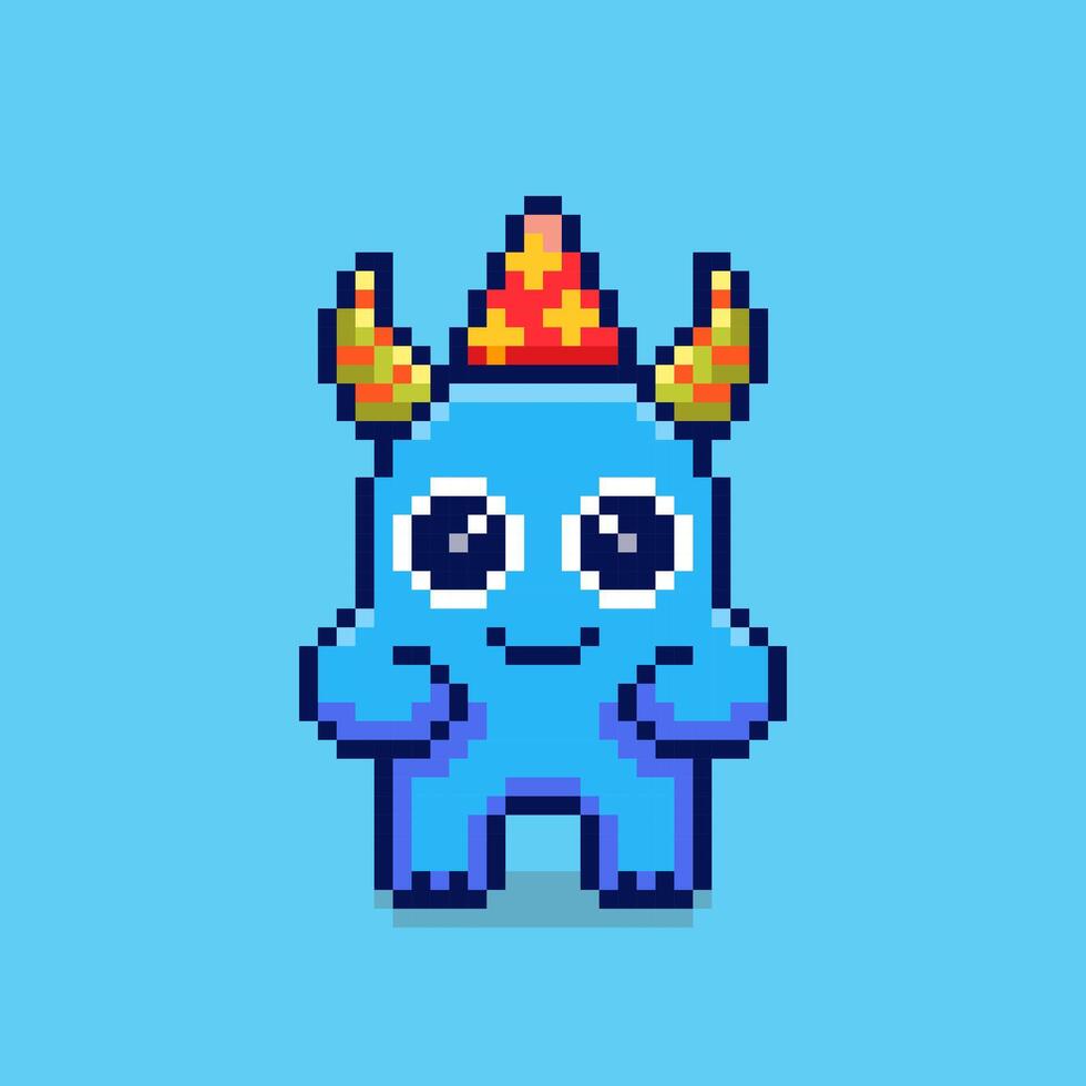Pixel art monster party game asset design vector