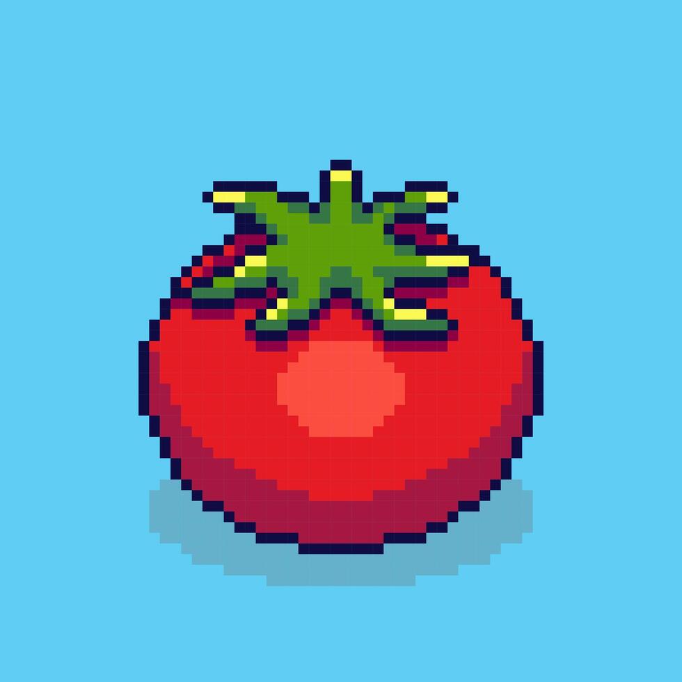 Pixel art tomato game asset design vector